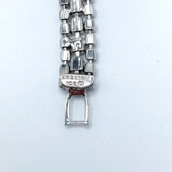 Vintage Eisenberg Ice Clear Rhinestone Triple Row Tennis Bracelet Dazzling 7